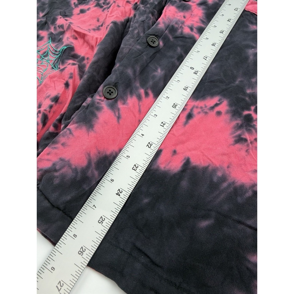 Disney Mickey Mouse Tie Dye Button Up Shirt Pink Black Size Large - Picture 11 of 12